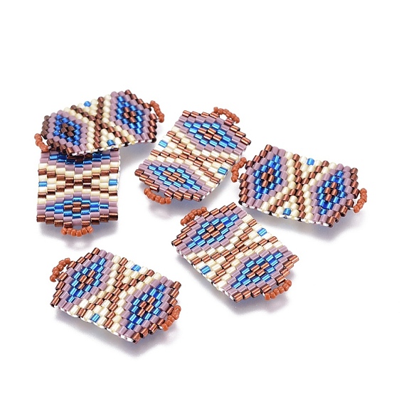 MIYUKI & TOHO Handmade Japanese Seed Beads Links, Loom Pattern, Rectangle