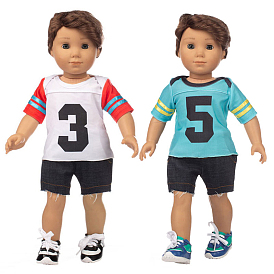 Спортивный костюм из двух частей с короткими рукавами и шортами одежда для кукол из ткани, для 18 дюймовая американская кукла-мальчик, спортивная одежда, аксессуары для переодевания