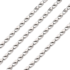 304 Stainless Steel Link Chains, Soldered, with Rectangle Connector, 6x2.5x2mm