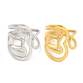 Полое сердце 304 женские кольца на палец с открытой манжетой из нержавеющей стали