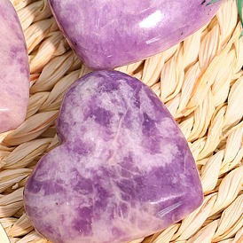 Natural Lilac Jade Healing Stones, Engraved Heart Love Stones, Pocket Palm Stones for Reiki Ealancing