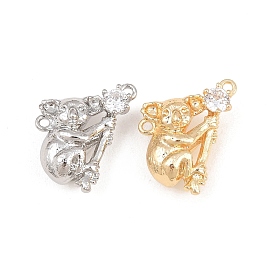Brass Micro Pave Clear Cubic Zirconia Pendants, Koala Charms