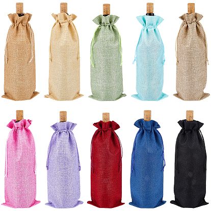 20 шт. 10 цветные мешковины для упаковки винных бутылок, шнурок сумки, прямоугольные