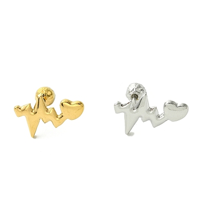 Ion Plating(IP) 304 Stainless Steel Ear Studs, Heart