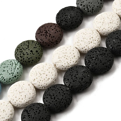 Бусы из натуральной лавы, окрашенные, плоско-круглые