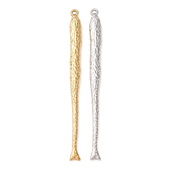 304 de acero inoxidable colgantes grandes, amuletos de peces martillados