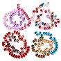 Transparent Glass Beads Strands, Segmented Multi-color Beads, Top Drilled, Teardrop
