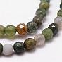 Natural Indian Agate Beads Strands, Faceted, Round