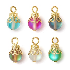 Круглые подвески из синтетического лунного камня, с железной фурнитурой, разноцветные