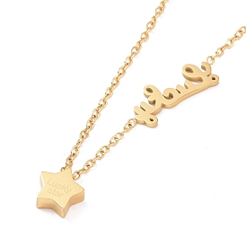 Ion Plating(IP) 304 Stainless Steel Lucky Star Pendant Necklace for Women