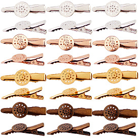 SUNNYCLUE Hair Accessories Iron Alligator Hair Clip Findings, with Brass Flat Cabochon Bezel Settings