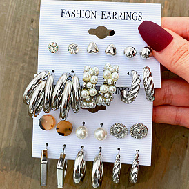 12 paires de manchettes d'oreilles en perles géométriques minimalistes pour femmes