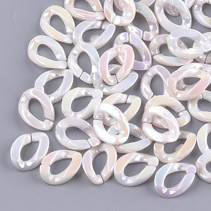 Acrylic Imitation Pearl Linking Rings, Quick Link Connectors, For Jewelry Chains Making, AB Color, Twist