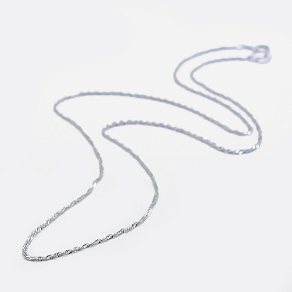 925 Sterling Silver Singapore Chain Necklaces, Water Wave Chain Necklaces, with Spring Ring Clasps, with 925 Stamp