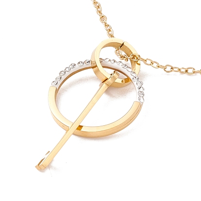 Anillo de diamantes de imitación con colgante de llave maestra, chapado de iones (ip) 304 joyas de acero inoxidable para mujer