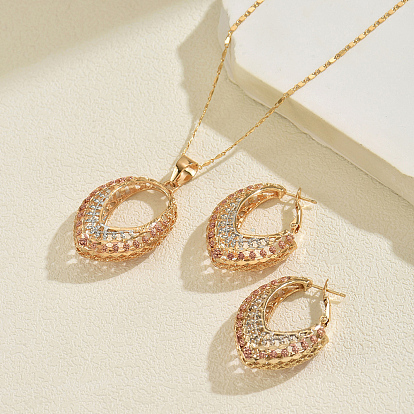 Элегантные европейские серьги и ожерелья из микрофибры с кубическим цирконием в форме овала для женщин