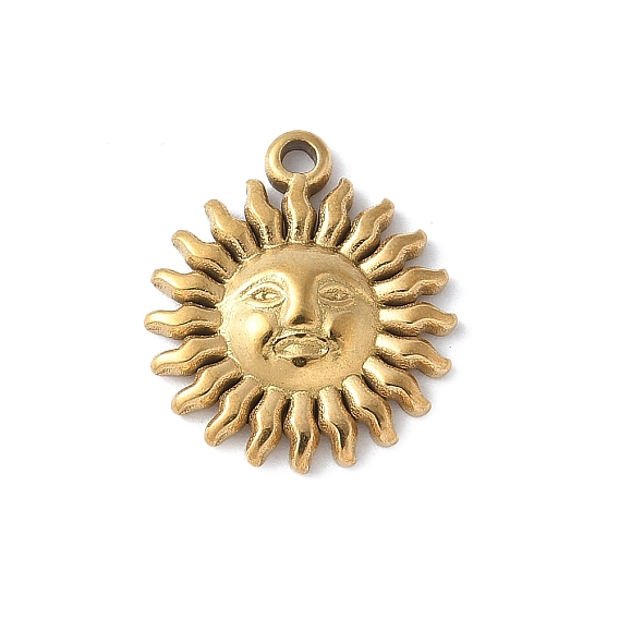 304 Stainless Steel Charms, Sun Charm, PVD Vacuum Plating