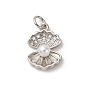 Brass Micro Pave Cubic Zirconia Pendants, Shell Shapes, with ABS Imitation Pearl Beads, Rack Plating, Long-Lasting Plated, Cadmium Free & Lead Free, with Jump Ring