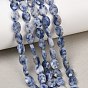 Натуральное синее пятно нитки из бисера яшмы, граненые, Плоско-овальные