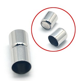 304 Stainless Steel Magnetic Clasps with Glue-in Ends, Column, 19x9mm, Hole: 8mm