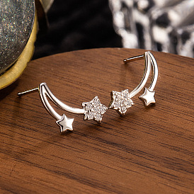 Pendientes de estrella de latón con microengaste de circonitas cúbicas transparentes para mujer