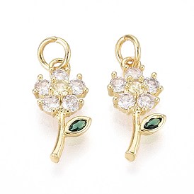 Латунные микро проложить кубического циркония подвески, цветок, с целью перехода в кольце