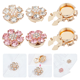 4шт 2 цвета сплава горный хрусталь запонки, цветок, золотые