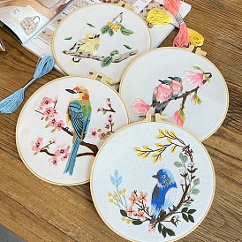 DIY Embroidery Kits, Including Printed Fabric, Embroidery Thread & Needles, Embroidery Hoop