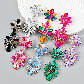 earrings exaggerated fashion multi-layer alloy diamond-encrusted flower earrings women's full diamond heavy ear jewelry street shooting