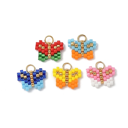 Бисер ручной работы миюки, подвески-бабочки с ткацким узором, с 304 кольцами из нержавеющей стали