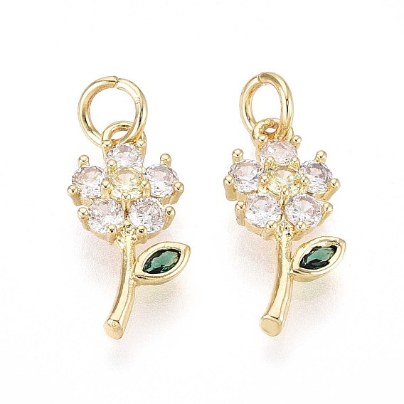 Латунные микро проложить кубического циркония подвески, цветок, с целью перехода в кольце