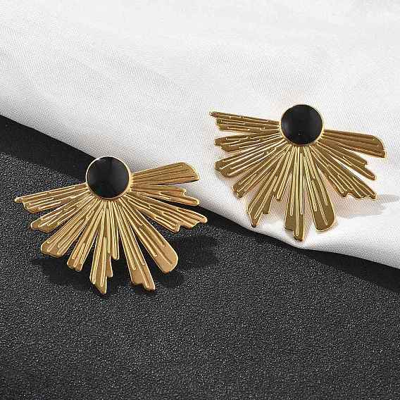 304 женские серьги-гвоздики из нержавеющей стали, вентилятор