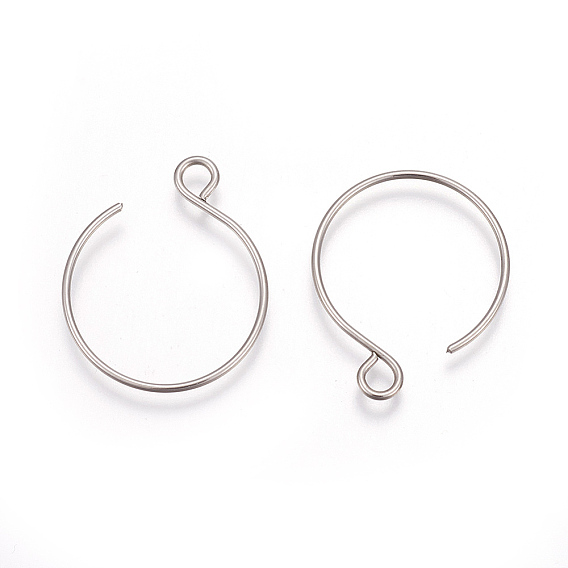 Ion Plating(IP) 304 Stainless Steel Earring Hooks, Ear Wire, with Horizontal Loop