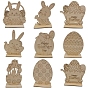 Supports en bois inachevés sur le thème de pâques, pour la décoration de table de peinture artisanale de bricolage, tan, motif lapin/oeuf/fleur/poussin