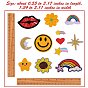 27Pcs 12 Styles Computerized Embroidery Cloth Self Adhesive Patches, Stick On Patch, Costume Accessories, Appliques, Smiling Face & Heart & Meteor & Rainbow & Lip & Sunflower & Moon & Star