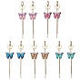 Alloy Butterfly Dangle Leverback Earrings, 304 Stainless Steel Chains Tassel Earrings