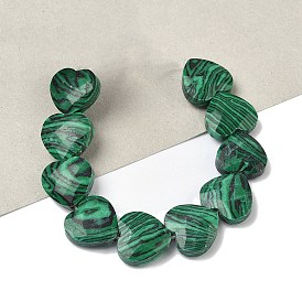 Синтетического малахита бисер нитей, граненые, сердце