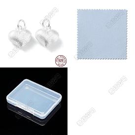 2Pcs 925 Sterling Silver Charms, with Jump Rings, Heart Charms