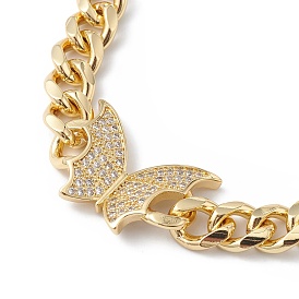 Ожерелье с кулоном в виде бабочки из прозрачного кубического циркония с цепочками, украшения из латуни для женщин, без кадмия и без свинца