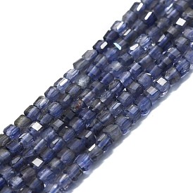 Natural Iolite Beads Strands, Faceted, Cube