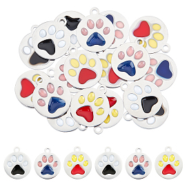 18 piezas 3 colores 304 dijes de esmalte de acero inoxidable, color acero inoxidable, pata de perro