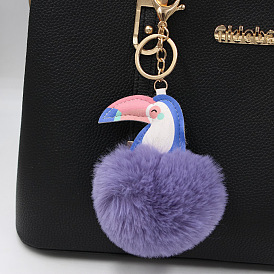 Colorful Parrot Keychain Plush Bird Bag Charm for Women and Car Decoration