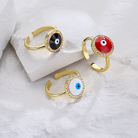 18K Gold Plated Geometric Ring with Zircon Eye Drops for Women