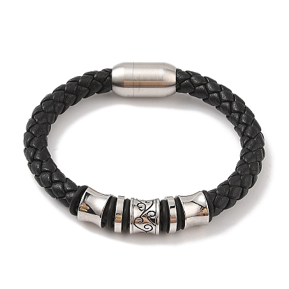 Плетеные браслеты из микрофибры, 304 браслет-колонна из нержавеющей стали для мужчин