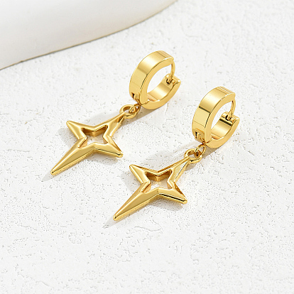 Модные 201 серьги-кольца из нержавеющей стали в форме звезд для создания уникального женского стиля