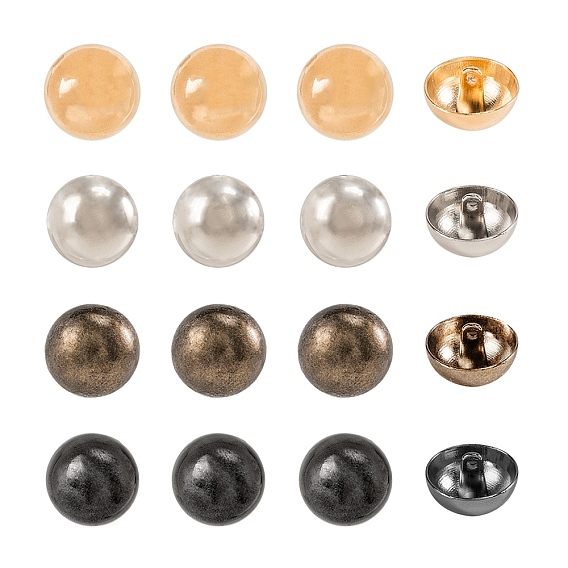 NBEADS Alloy Shank Buttons, 1-Hole, Dome/Half Round