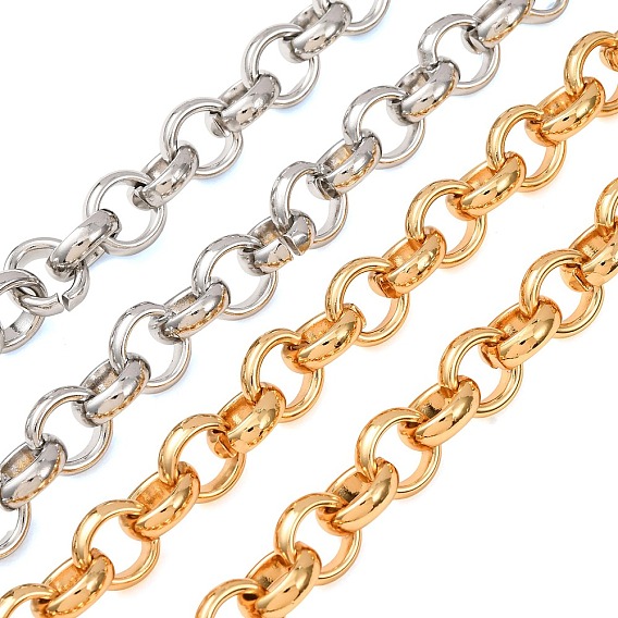 304 Stainless Steel Rolo Chains, Unwelded, with Spool