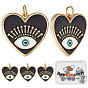 Латунные микро проложить кубического циркония подвески, с эмалью и кольцами для прыжков, Сердце с глаз
