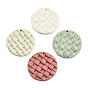 Handmade Polymer Clay Pendants, Flat Round with Tartan Pattern
