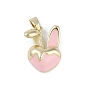Латунь эмаль подвески, без кадмия, без никеля и без свинца, реальный 18 k позолоченный, сердечко кролика талисман